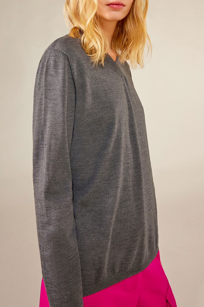 LIVIANA CONTI V領羊毛上衣(深灰)