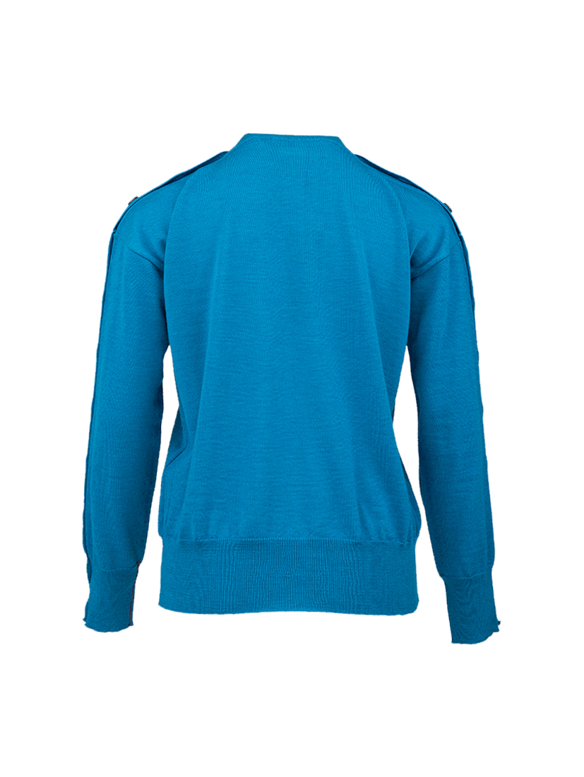 多釦一字領上衣(寶藍)