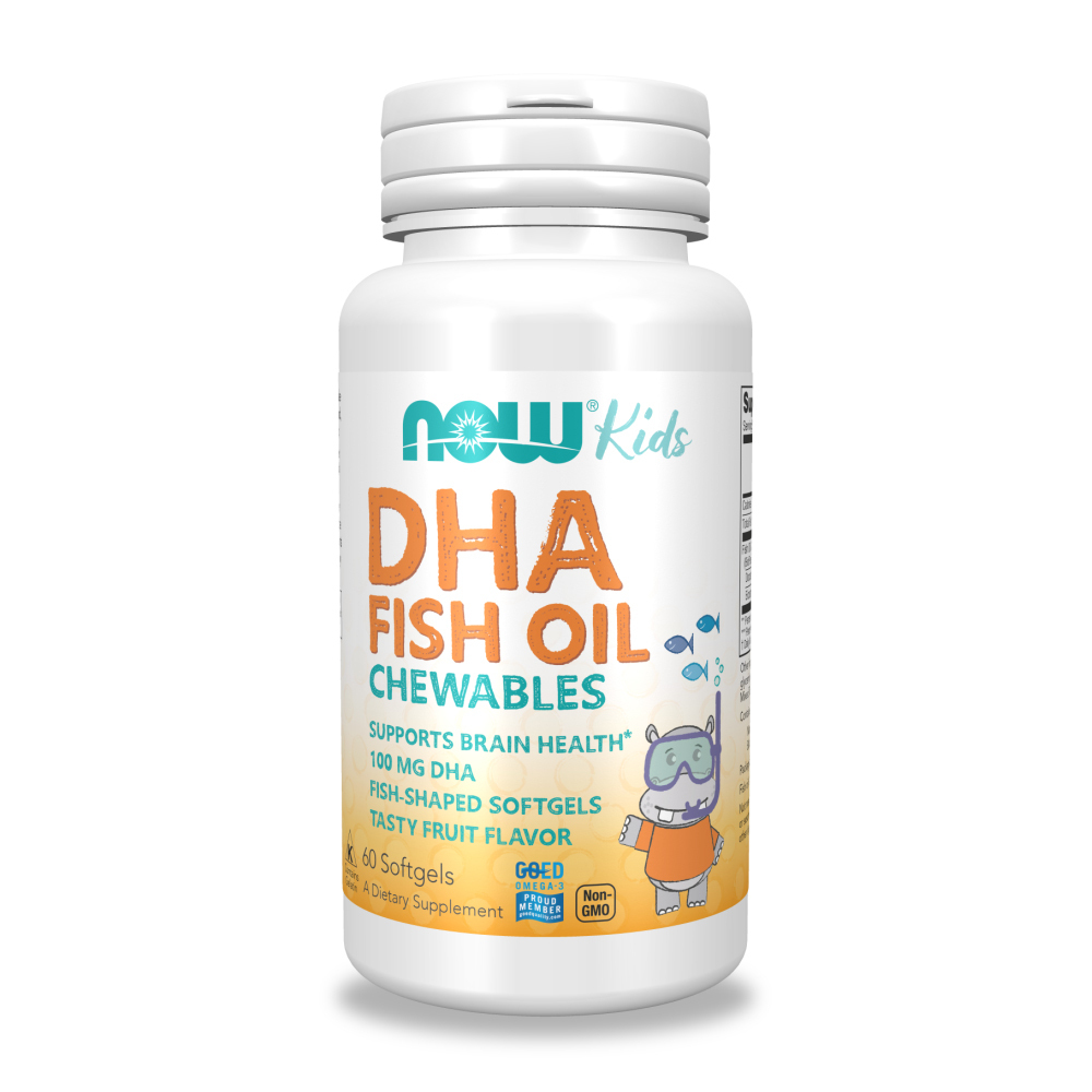 【NOW】兒童魚油DHA水果風味咀嚼膠囊(60顆) /TG型魚油好吸收