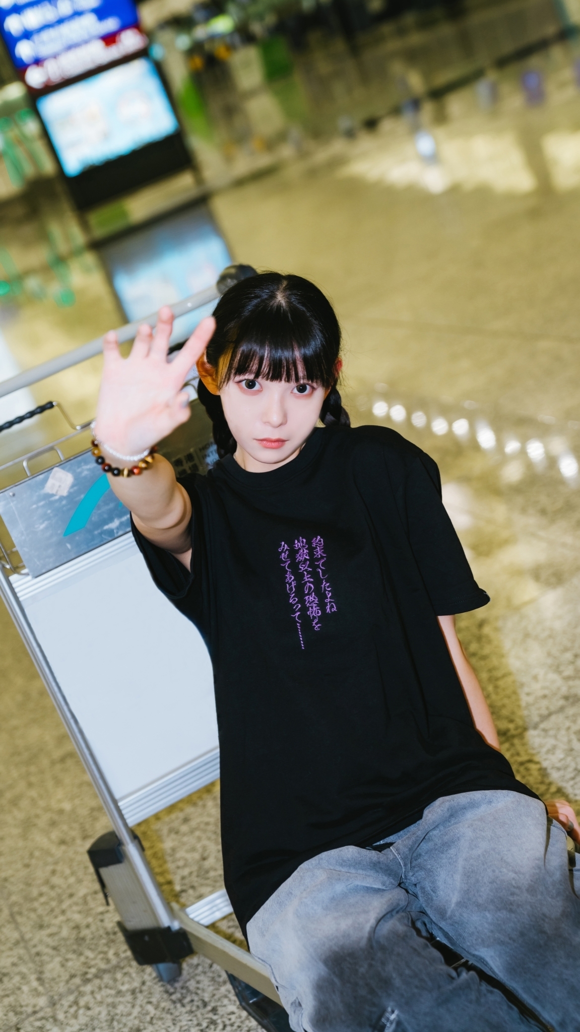 弗力札刺繡短T