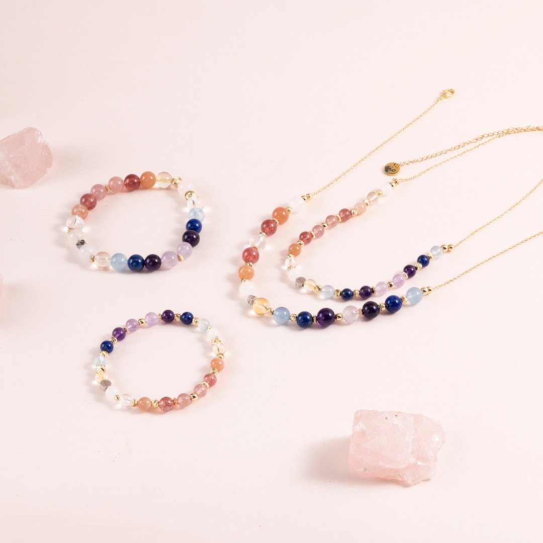 【LOVE】甜蜜愛戀-全能項鍊+全能水晶手鍊/水晶手串