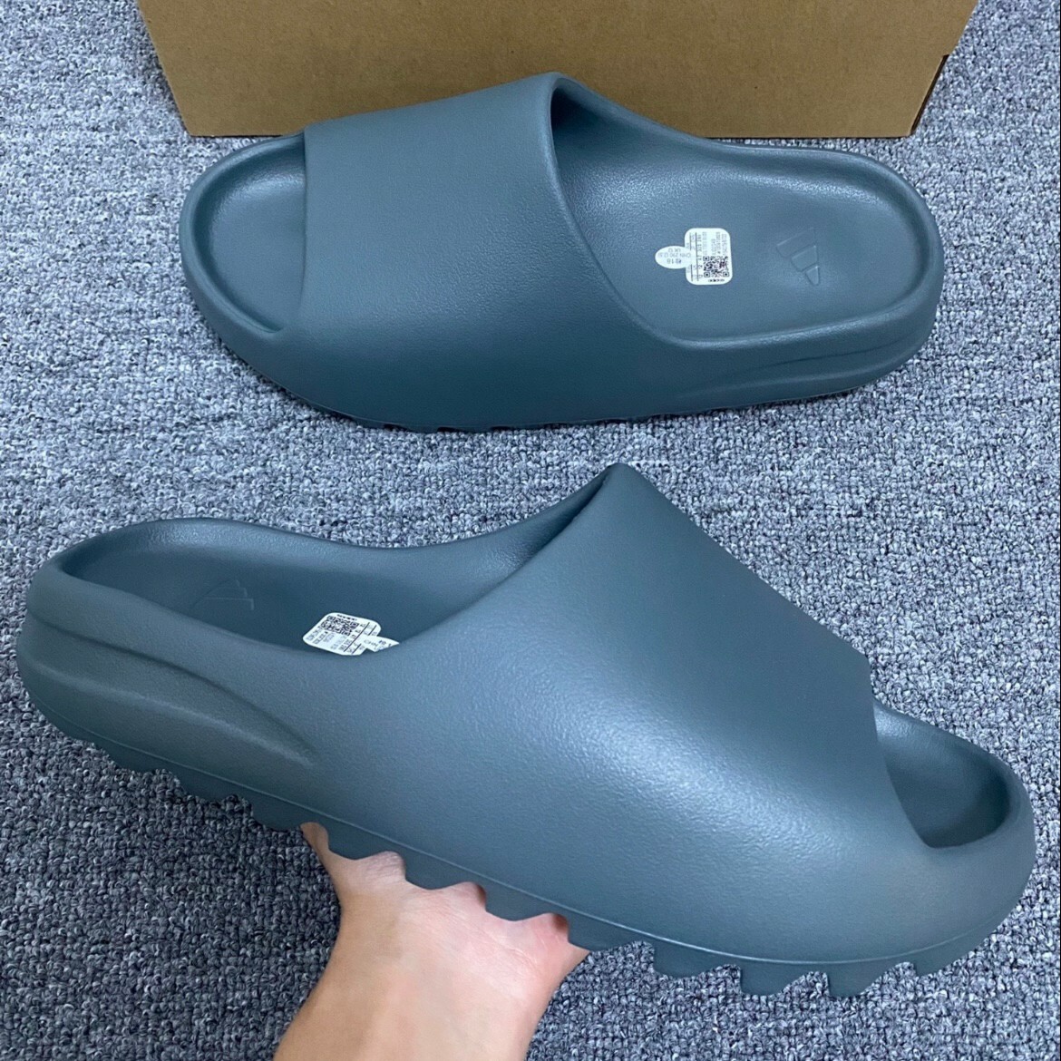 Adidas YEEZY Slide "Slate Marine" 藏青灰 深灰綠 拖鞋 鋸齒 厚底