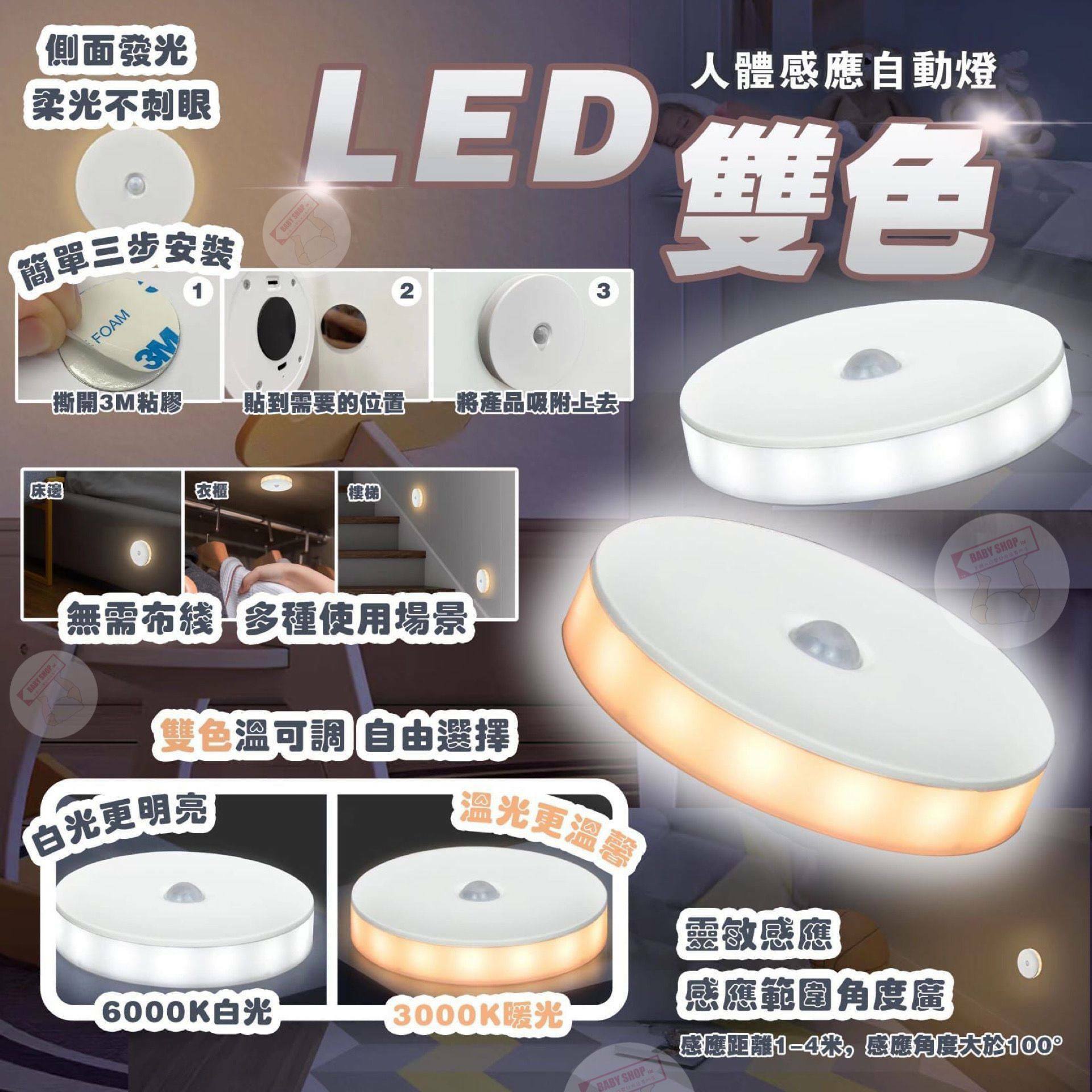 【現貨】A11238 LED 雙色人體感應自動燈 (2個裝)