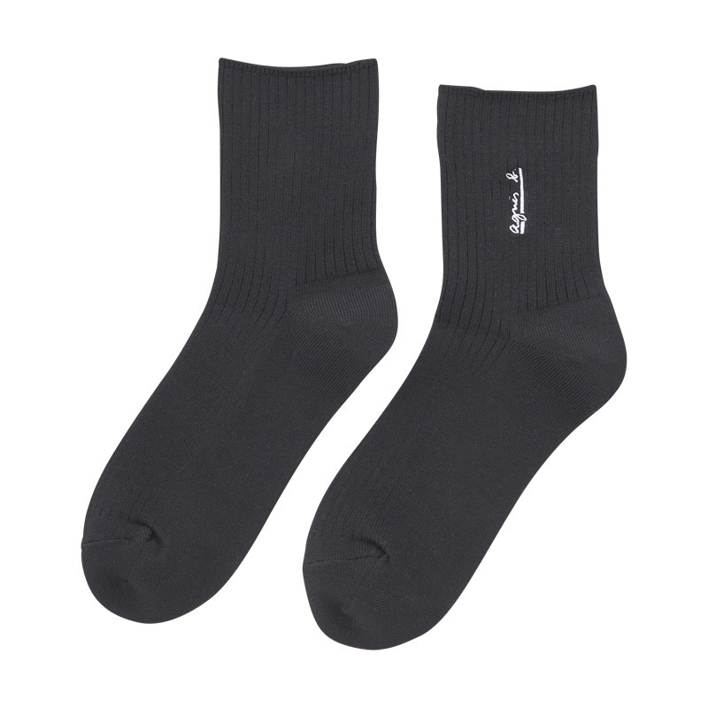 預購┃日本 agnes b. 羅紋 黑色 白色 兩雙入 襪子