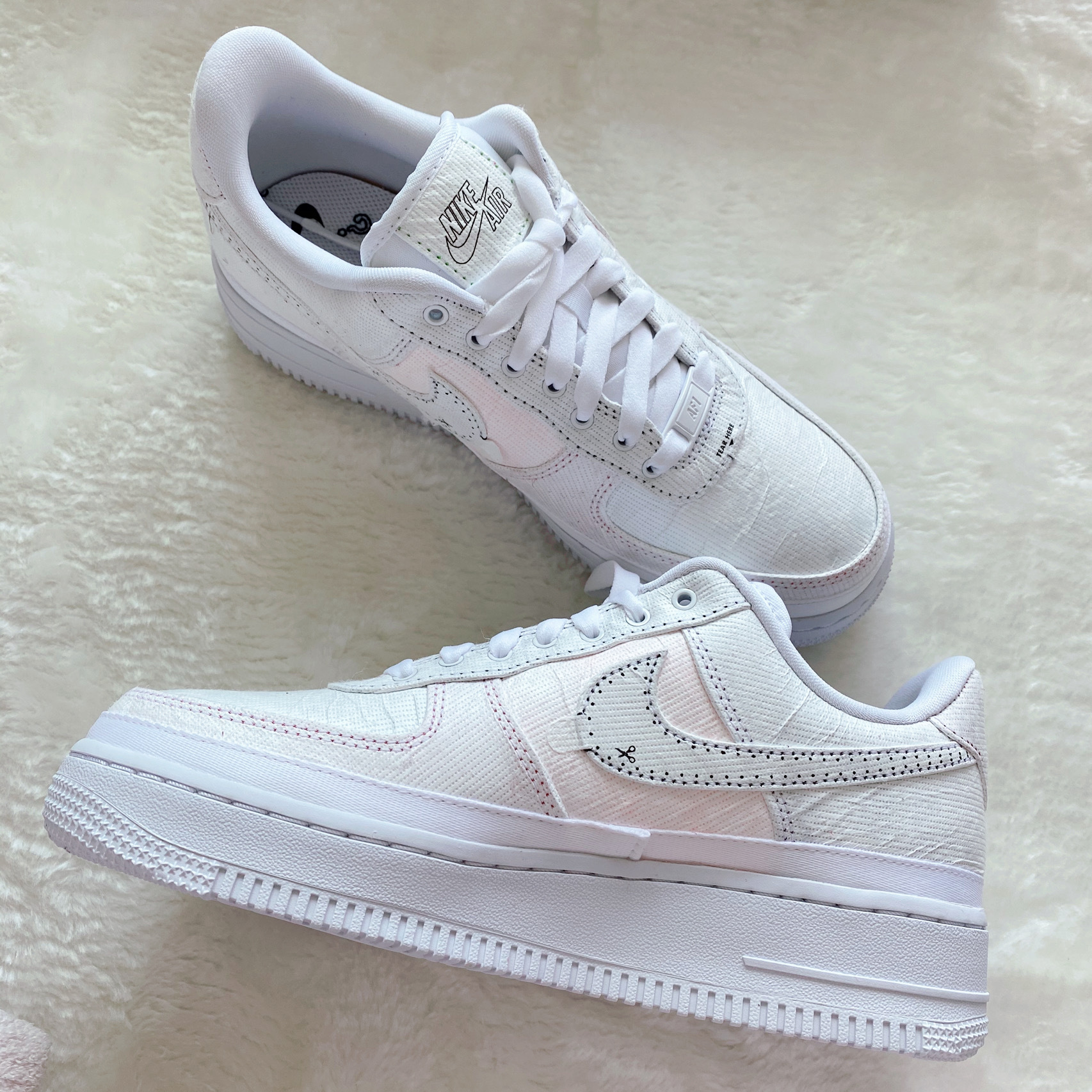 NIKE AIR FORCE 1 LX 撕撕樂 DIY 黑勾 彩色 割鞋 女鞋 CJ1650-100 / 調貨