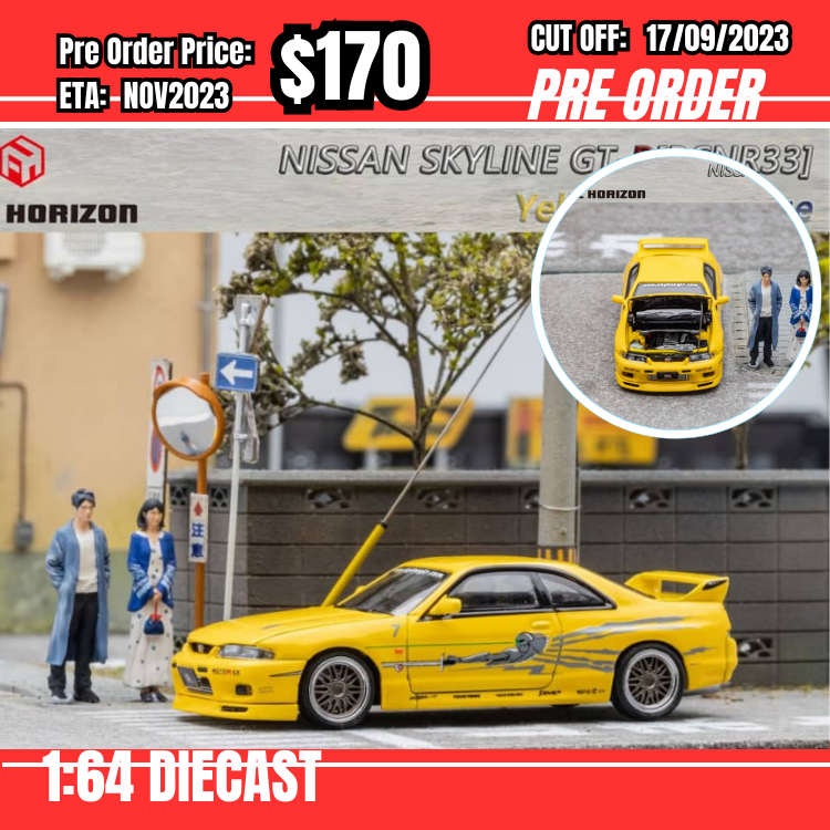 PO-$170 * FH *1:64 Nissan Skyline GTR R33 Yellow [OD14/09]