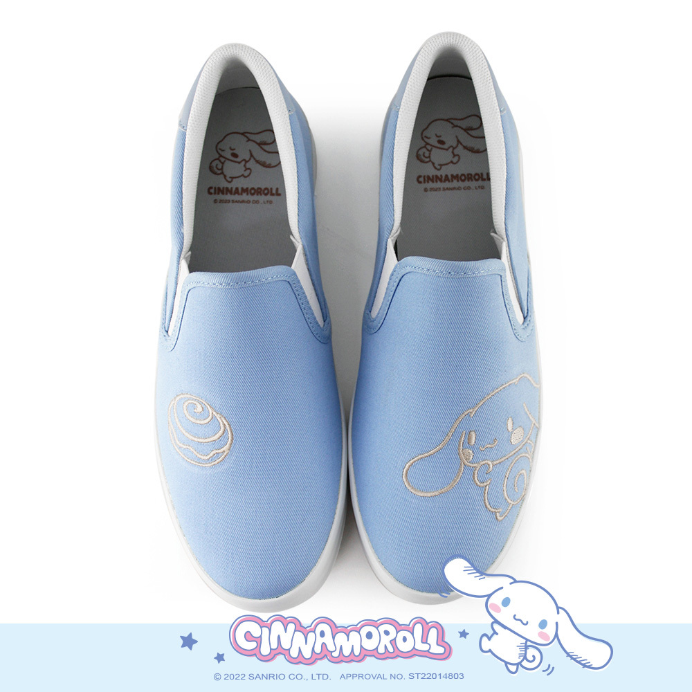 Paidal x Cinnamoroll 大耳狗喜拿肉桂捲電繡休閒鞋懶人鞋不彎腰鞋-奶藍