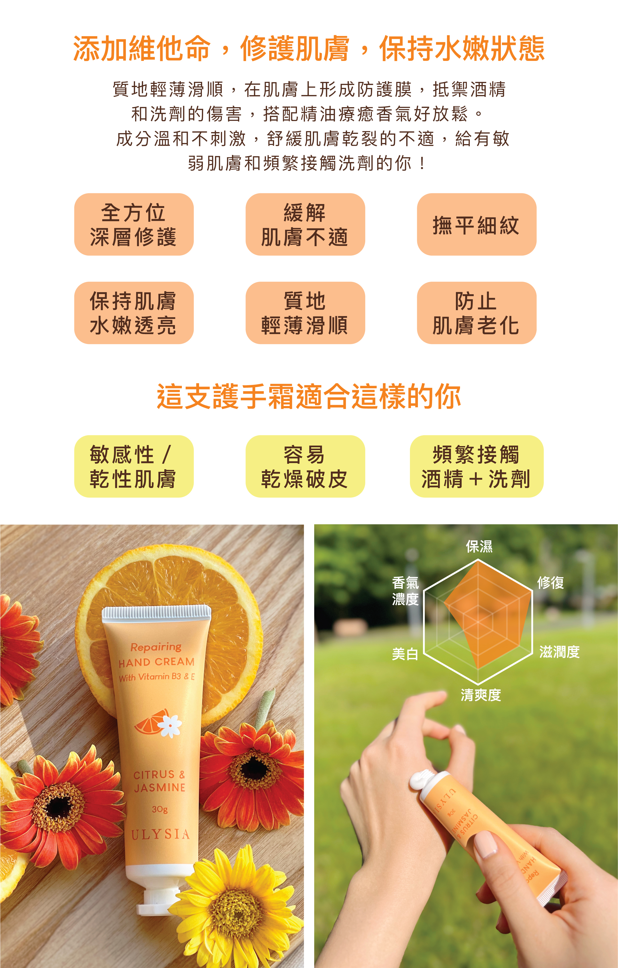 添加維他命，修護肌膚，保持水嫩狀態