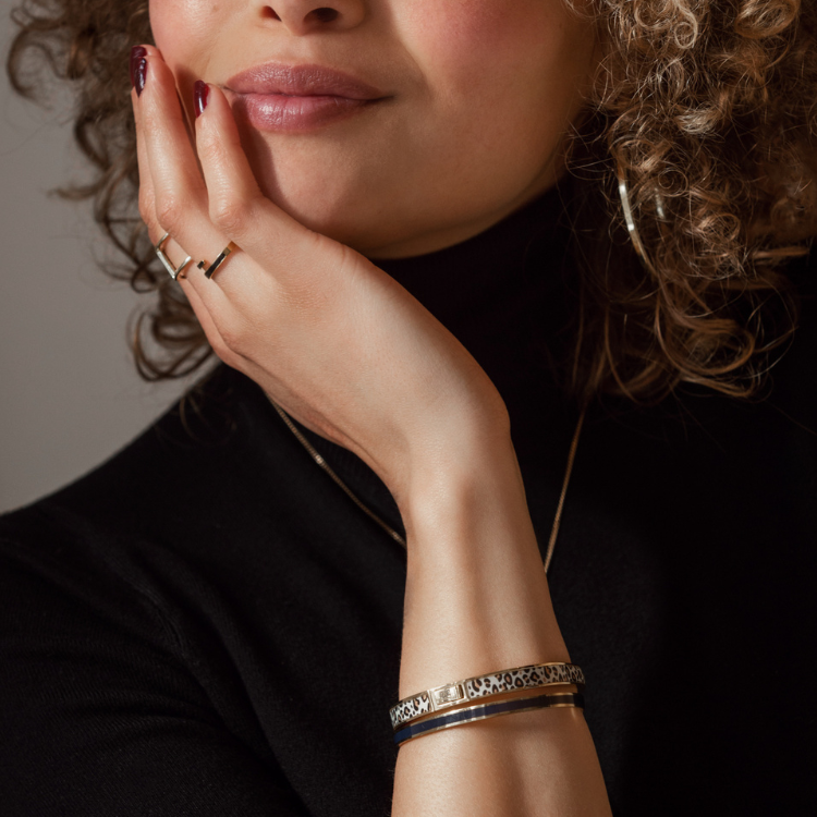 TINA 經典琺瑯鍍金手環- 豹紋