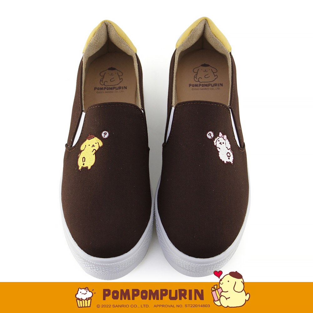 Paidal x Pompompurin 布丁狗&馬卡龍問號厚底懶人鞋不彎腰鞋-咖啡
