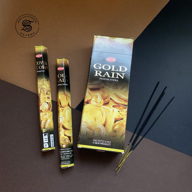 HEM黃金雨線香是一種象徵財富和豐盛的線香獨特的香氣和吸引財富和好運-光之薩滿