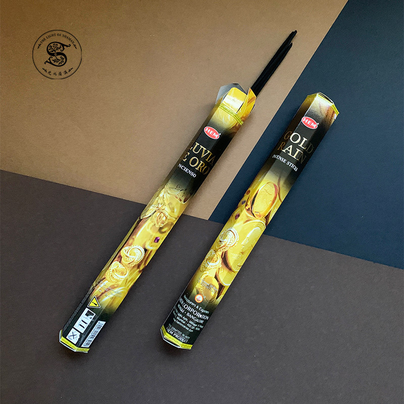 HEM黃金雨線香是一種象徵財富和豐盛的線香獨特的香氣和吸引財富和好運-光之薩滿