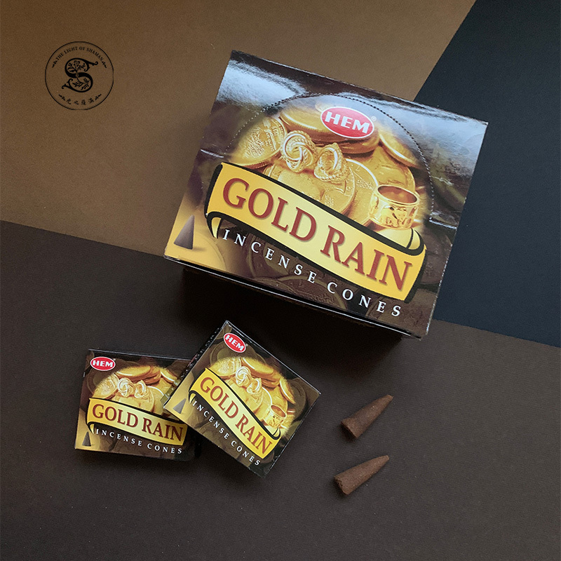 HEM黃金雨錐香 招財錐香 gold rain象徵財富和豐盛的線香獨特的香氣和吸引財富和好運-光之薩滿