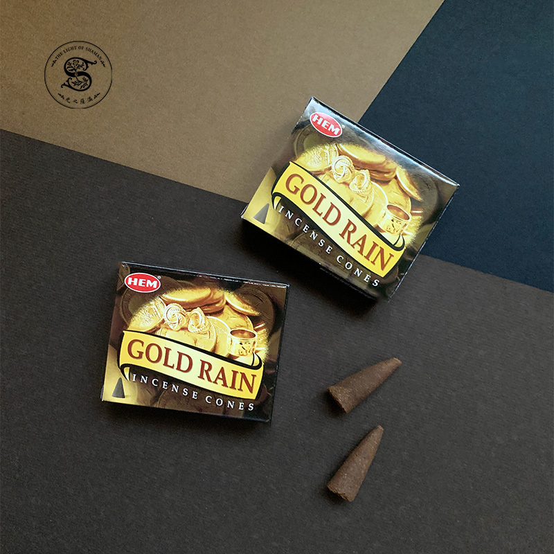 HEM黃金雨錐香 招財錐香 gold rain象徵財富和豐盛的線香獨特的香氣和吸引財富和好運-光之薩滿