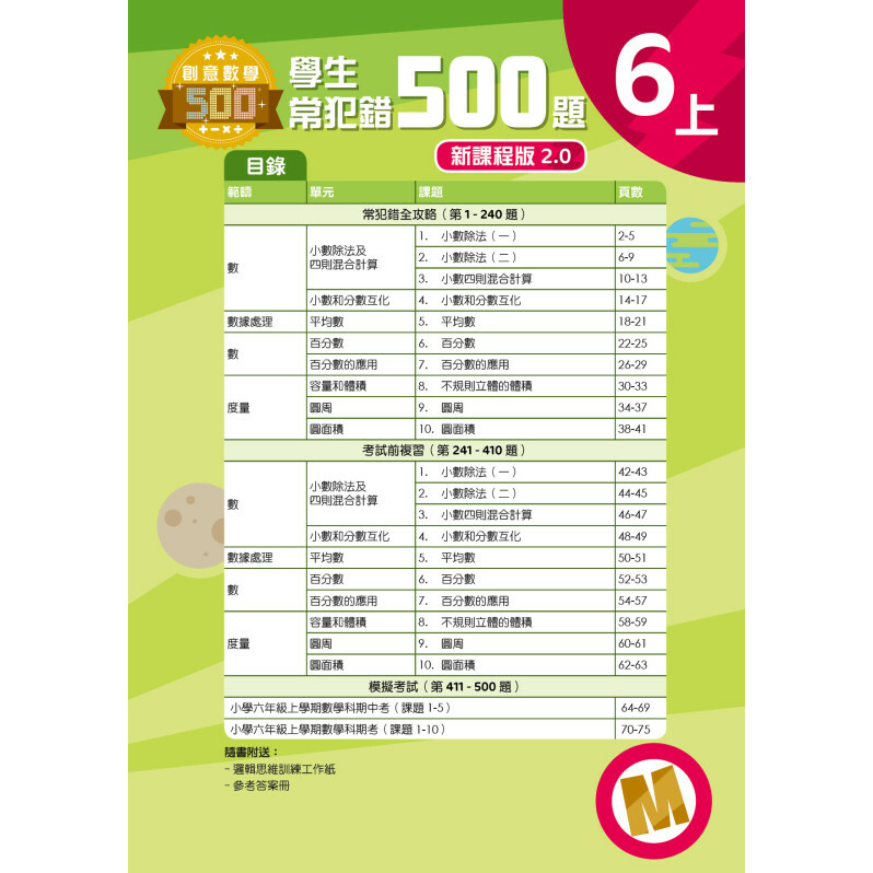 【多買多折】創意數學500─學生常犯錯500 (新課程版2.0) 6上