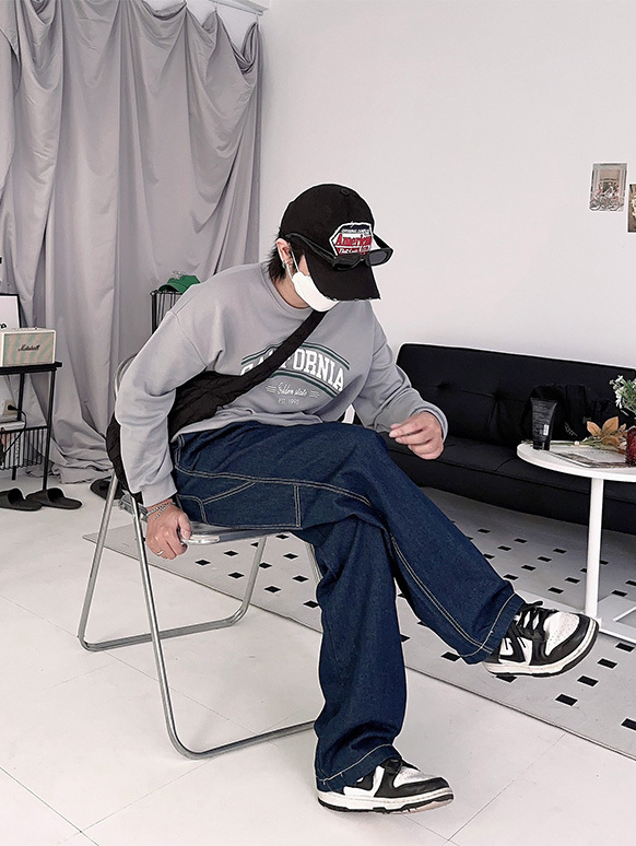 日常休閒 高質感 牛仔畫家褲 牛仔褲 長褲