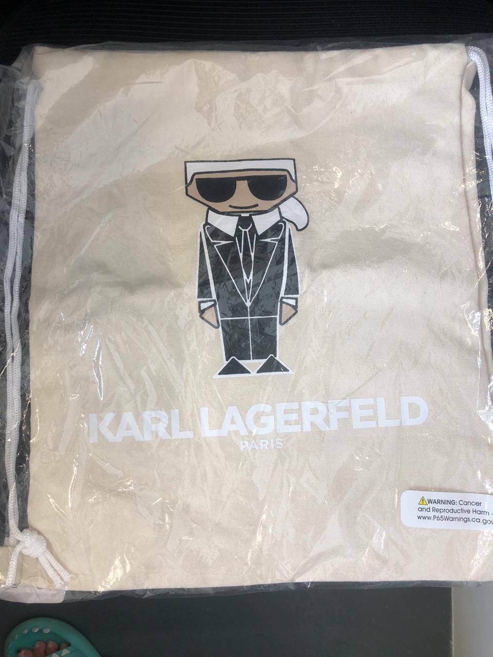 [S] KARL LAGERFELD DRAW STRING BAG,WHITE, SKL 743 (SKL743)