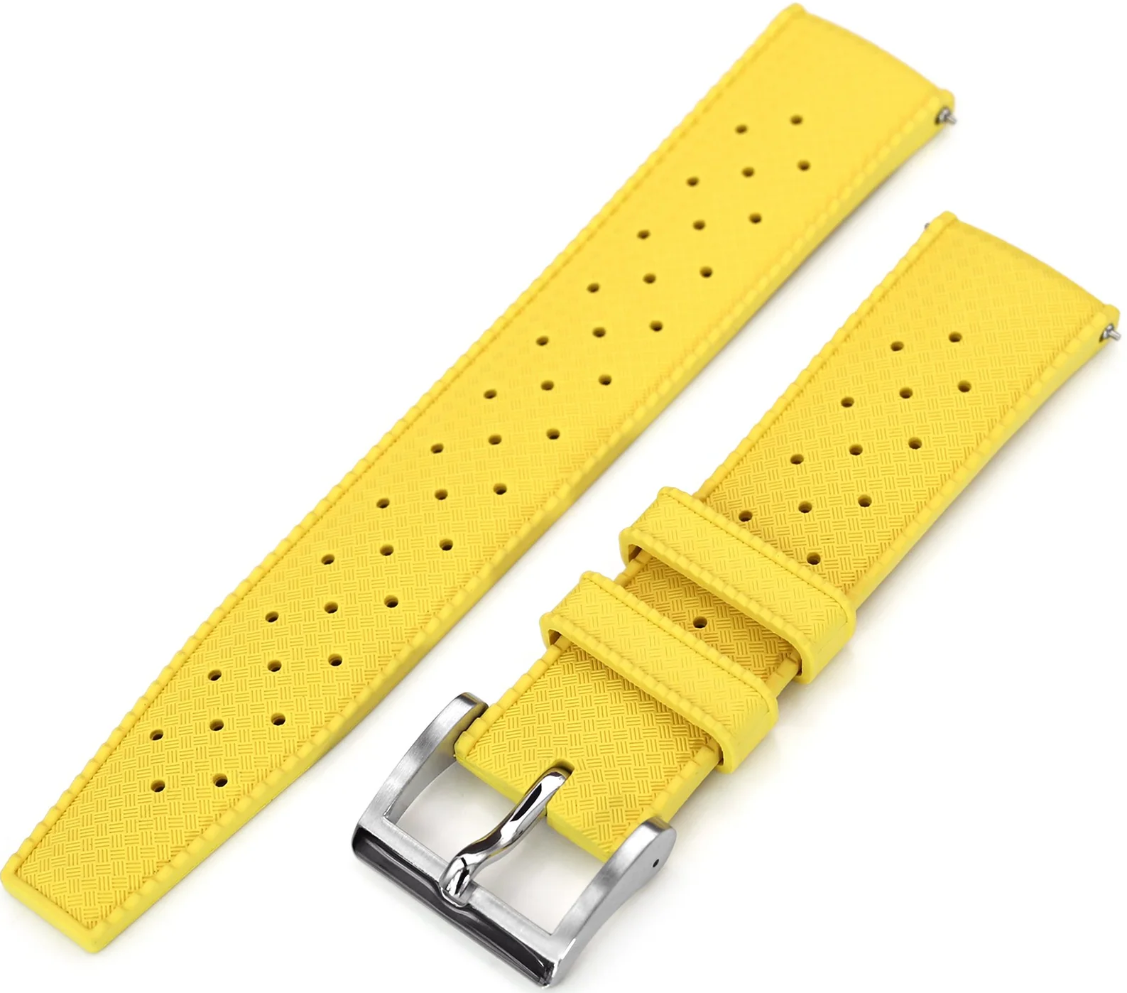 萬年鐘錶 - 太空人錶帶 錶帶寬22MM平口各大品牌代用橡膠錶帶 黃色 Tropic Pro 熱帶錶帶橡膠快拆潛水款 FKM05N-22A20PBU66
