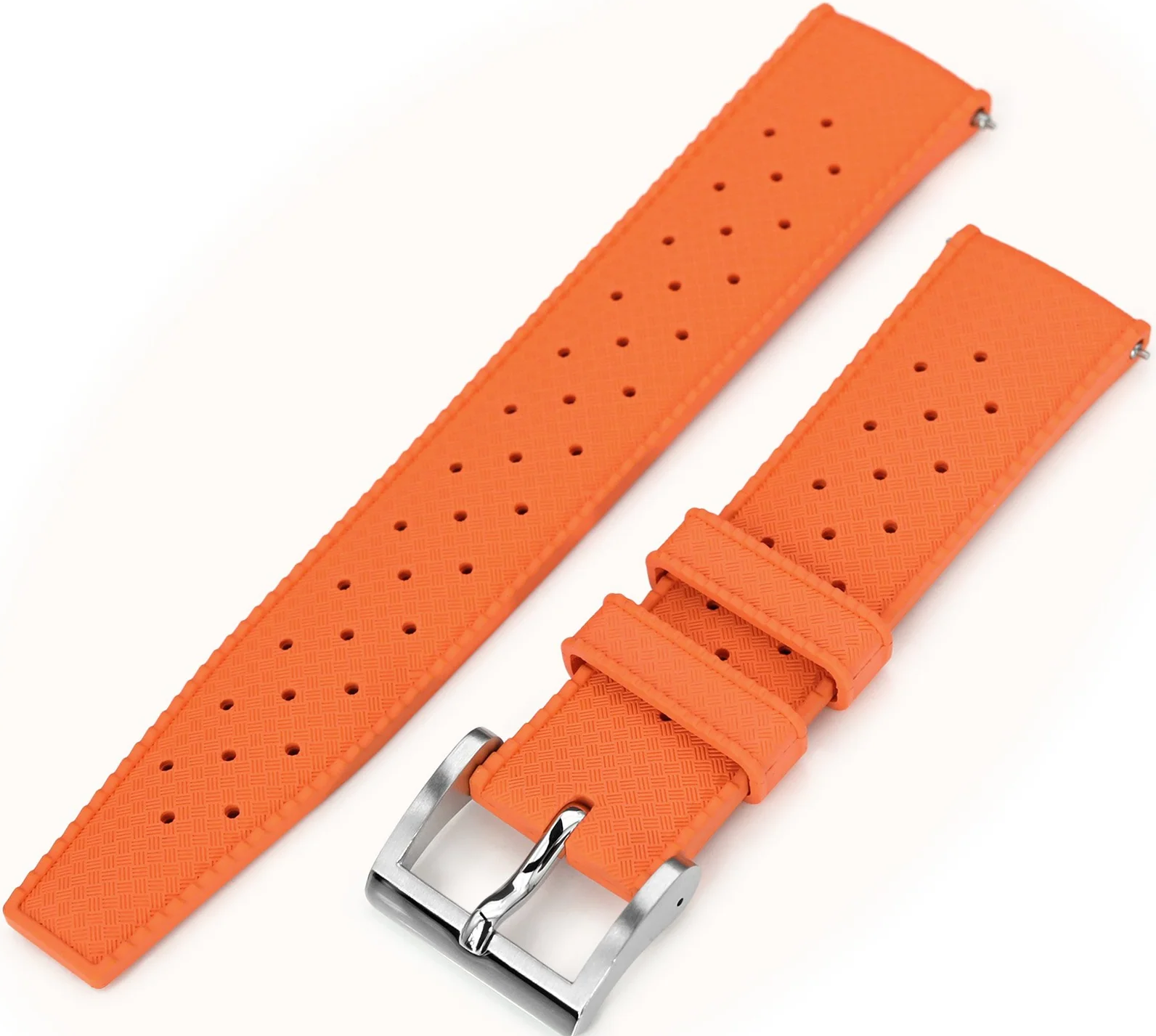 萬年鐘錶 - 太空人錶帶 錶帶寬22MM平口各大品牌代用橡膠錶帶 橙色 Tropic Pro 熱帶錶帶橡膠快拆潛水款 FKM05J-22A20PBU66