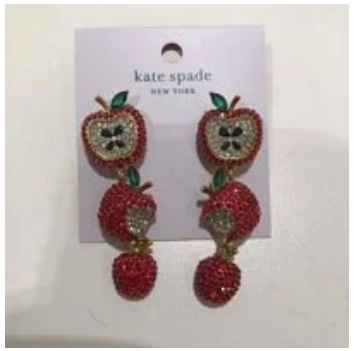 [S] KATE SPADE Q023 APPLE OF MY EYE EARRINGS,RED MULTI, 196021117398 (FINAL SALE) (SKS779)