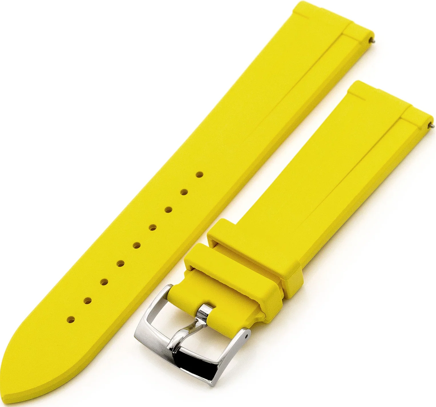 萬年鐘錶 - 太空人錶帶 錶帶寬20MM平口各大品牌代用橡膠錶帶 黃色二層次FKM氟碳橡膠快拆潛水款20mm 錶帶 FKM04N-20A18PBU63