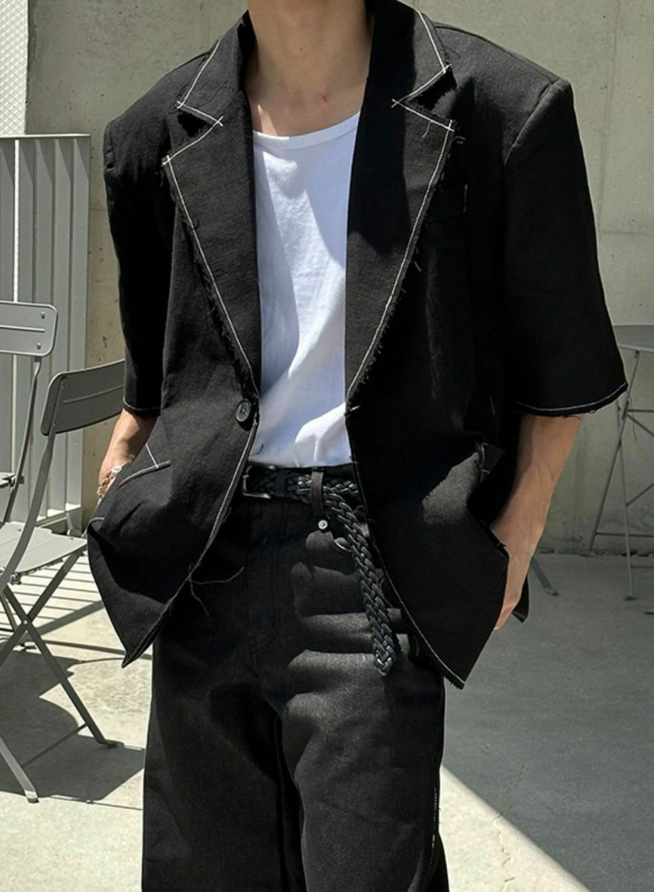 明線短袖西裝褸 JK2382