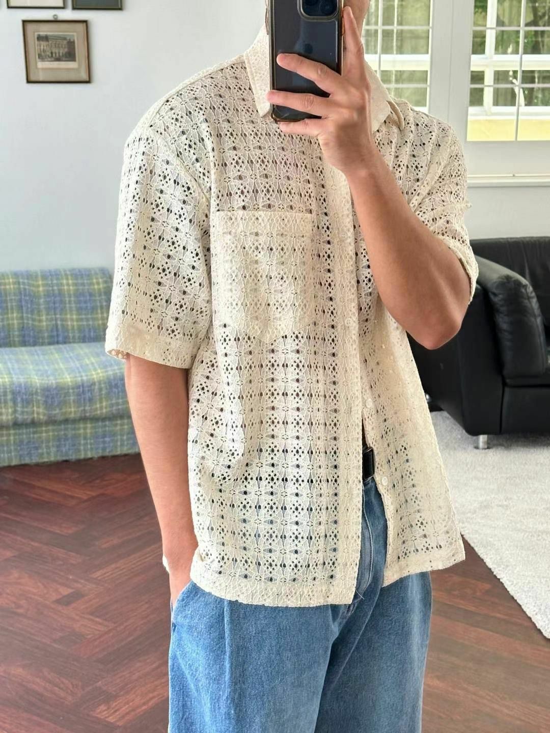 淨色通花短袖恤衫 S2144