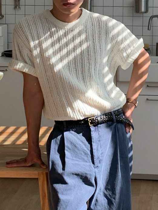 淨色圓領針織短袖Tee T5108