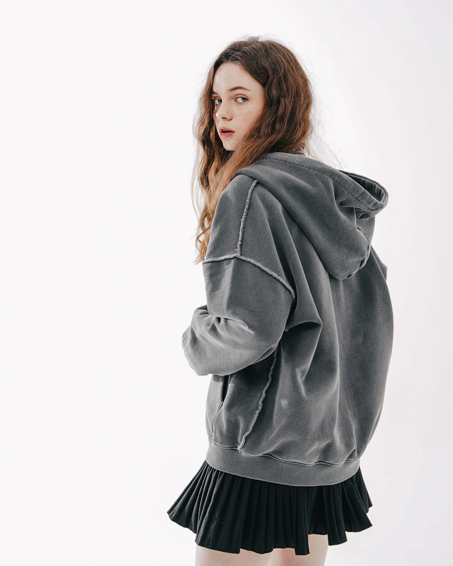 <預購> 韓國WV PROJECT 復古刷色反縫線連帽外套