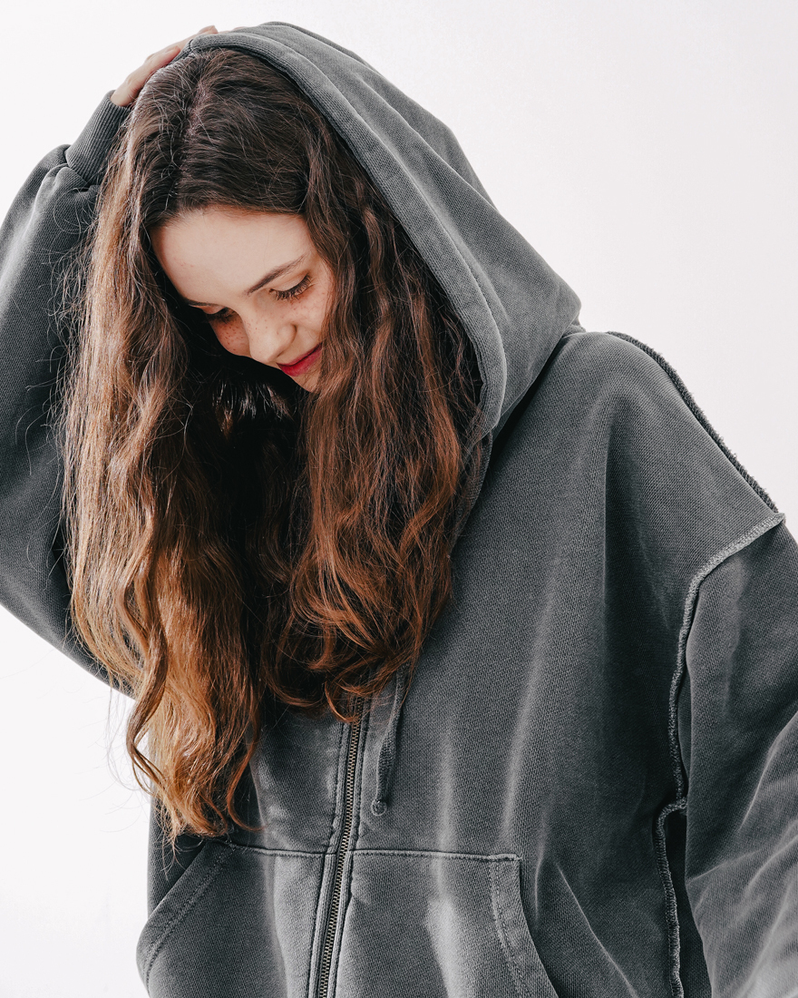 <預購> 韓國WV PROJECT 復古刷色反縫線連帽外套