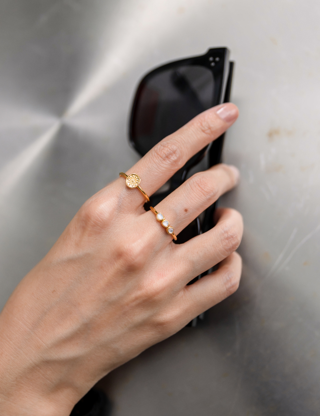 貝母花圈戒指（金色/3尺寸）