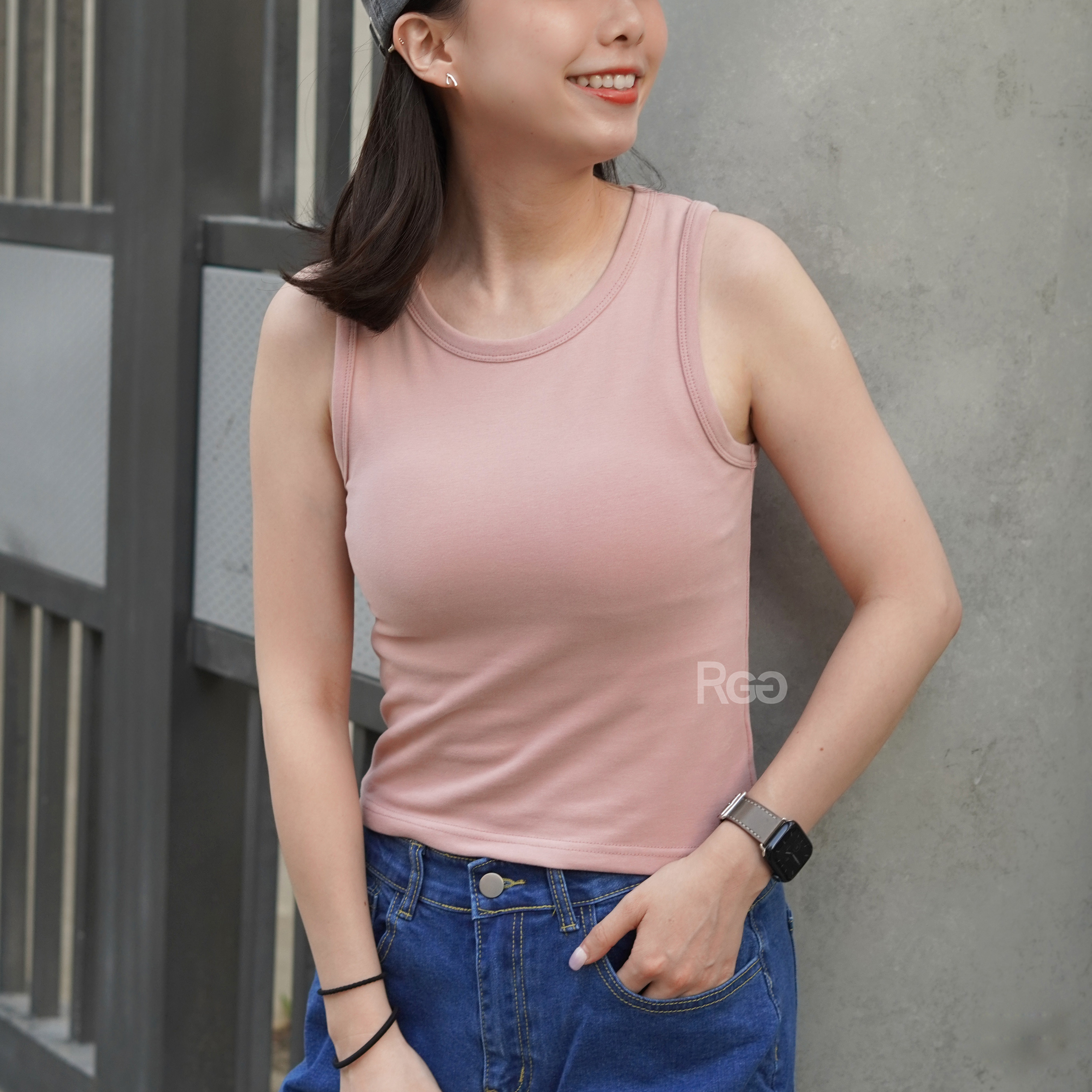 #3338 微削肩磨毛彈力背心