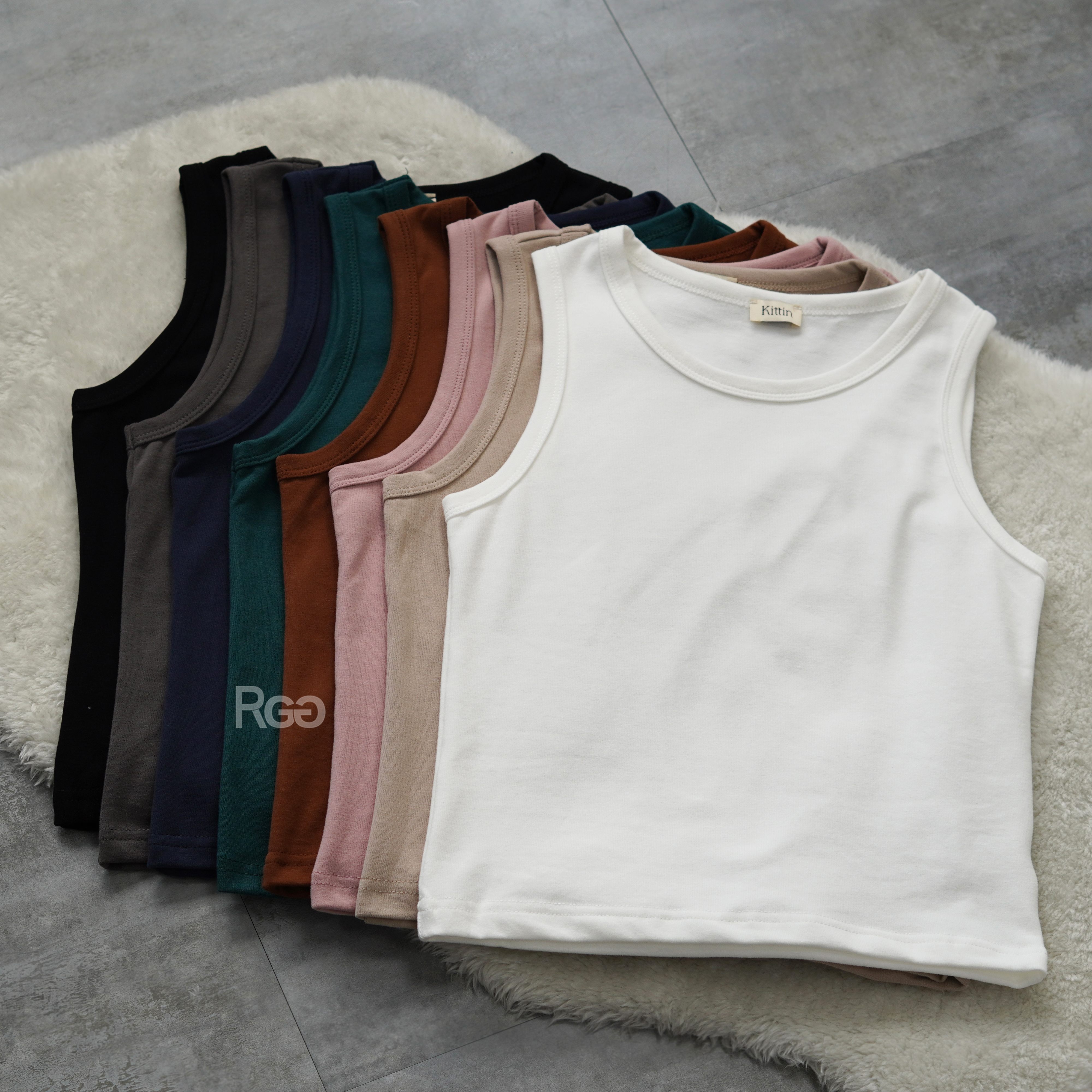 微削肩磨毛彈力背心8色平拍顏色照