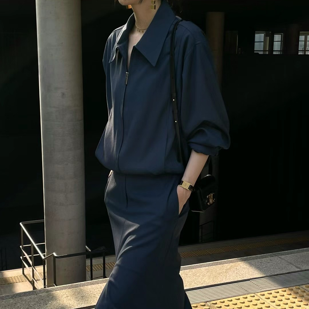 Rayon羊毛薄料拉鏈外(土耳其藍)