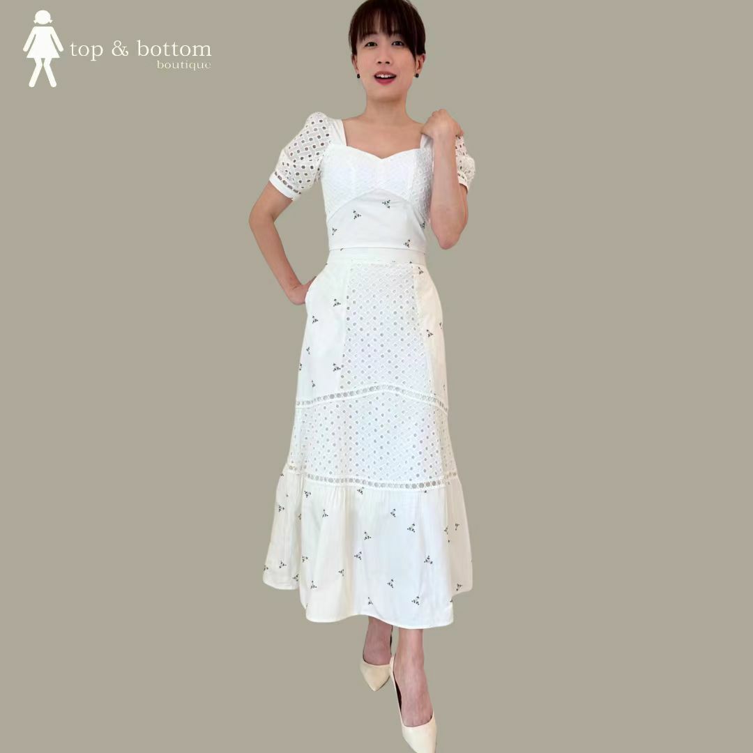 COTTON LACE EMBROIDERY LONG SKIRT