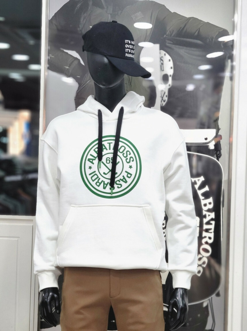 男 9M 韓國Passardi 高球品牌正品/2023秋冬新品上市 印花標誌Logo休閒時尚帽T長袖/高爾夫球衣