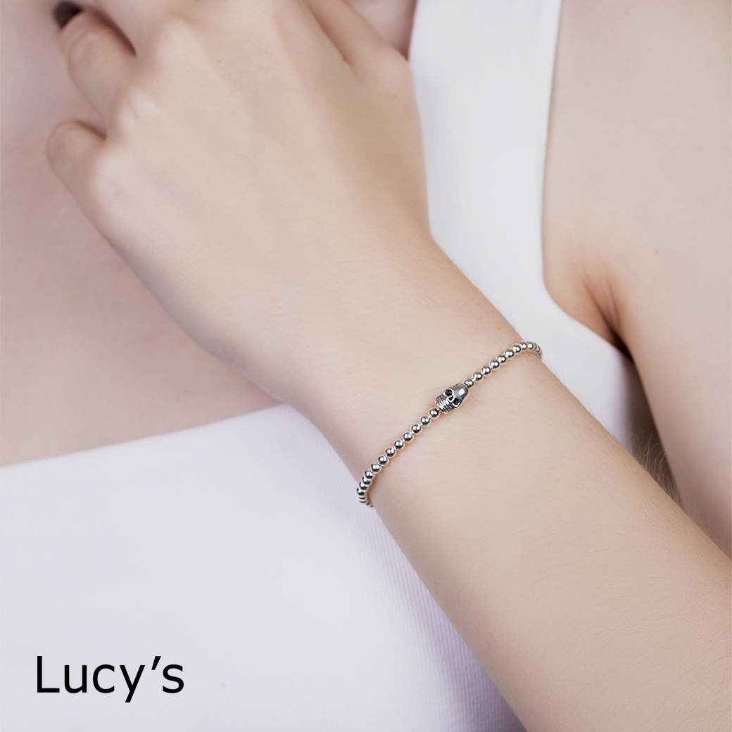 925純銀 骷髏 彈性手鍊 (109807)