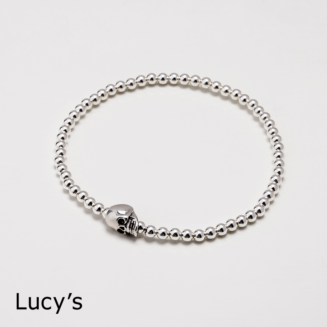 925純銀 骷髏 彈性手鍊 (109807)