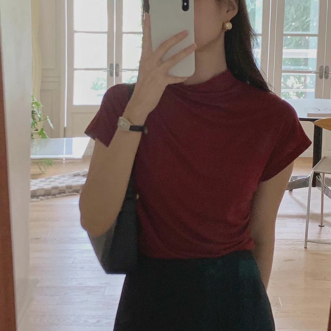 TENCEL極致柔軟手感抓皺T(白/紅/灰/黑)