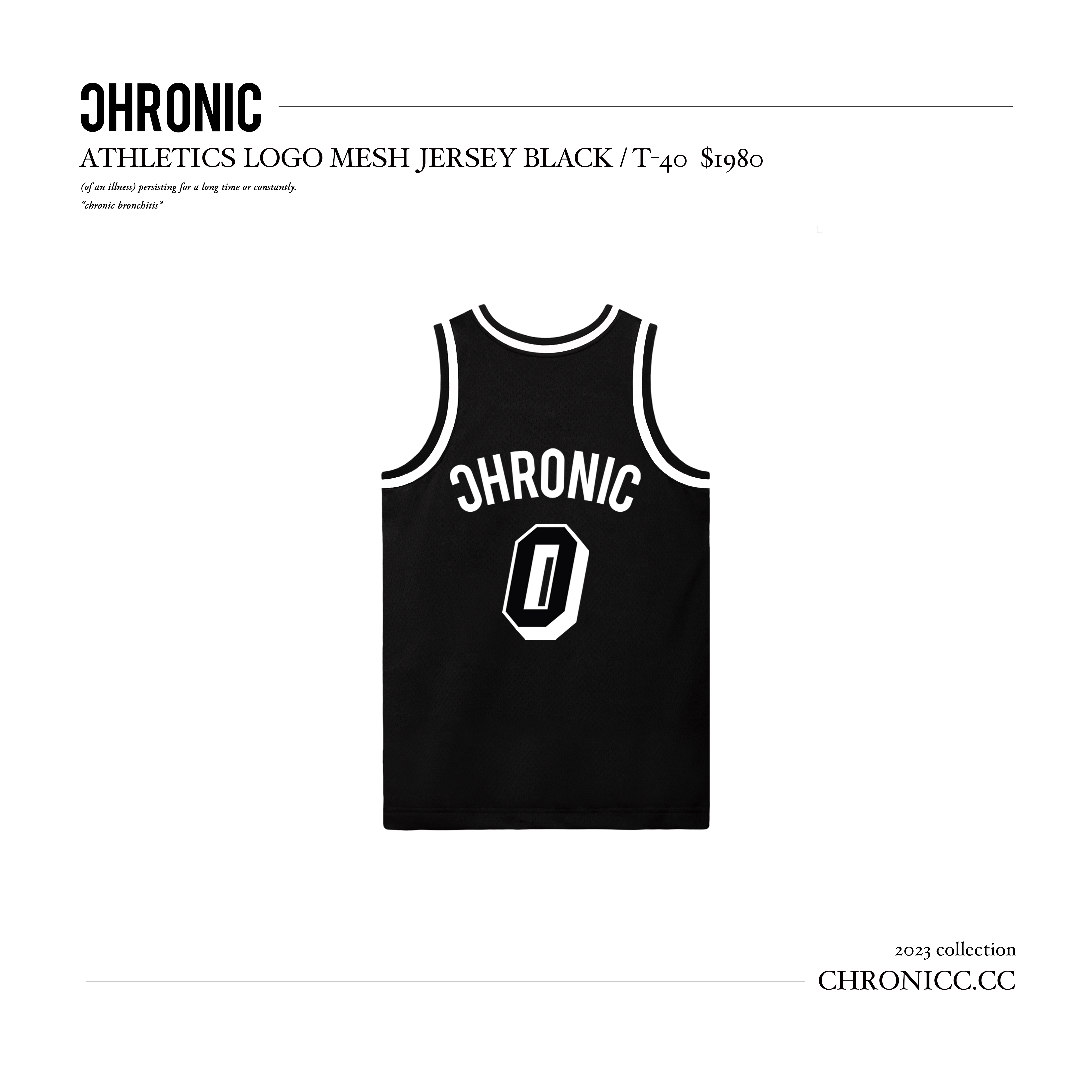 ATHLETICS LOGO MESH JERSEY BLACK / T-40