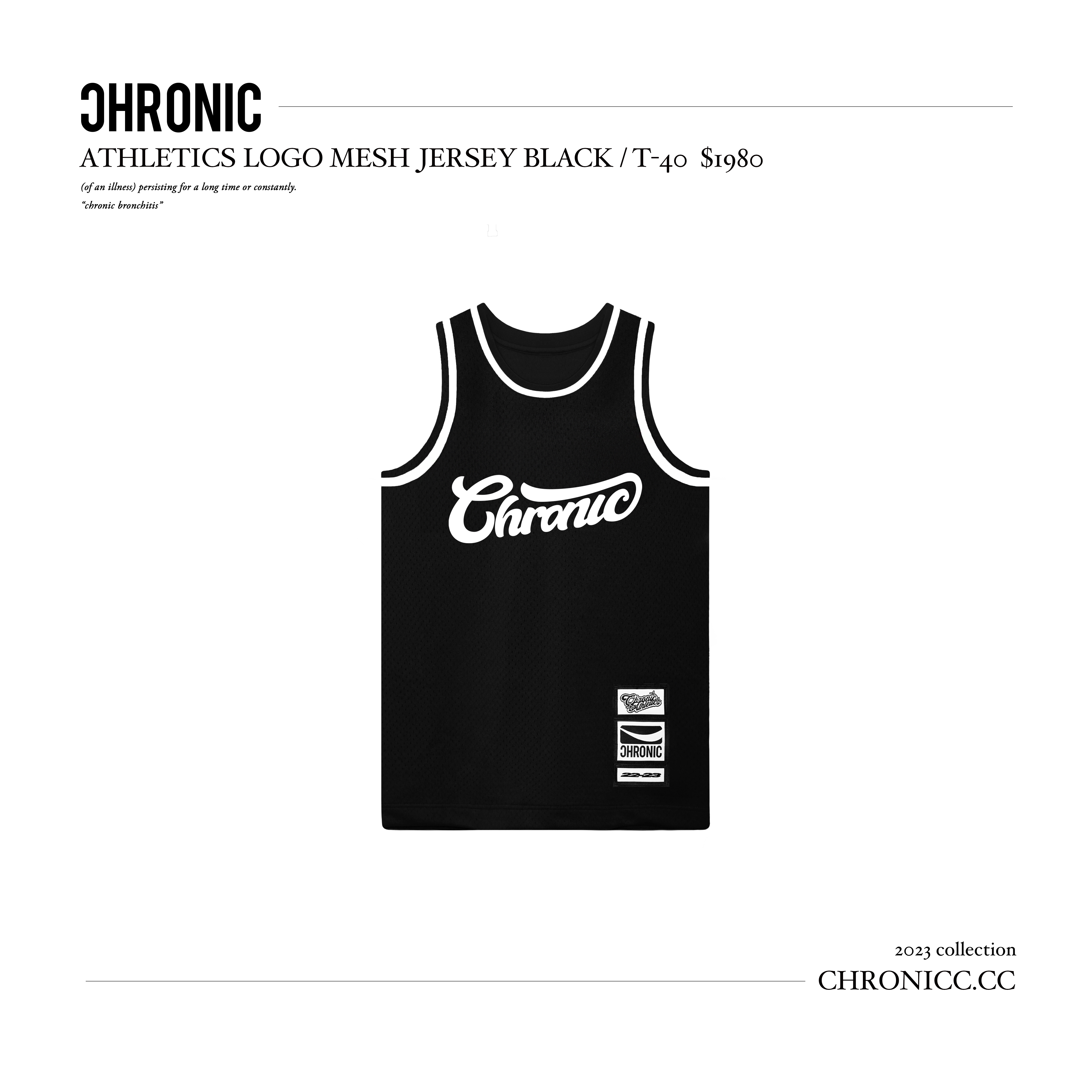 ATHLETICS LOGO MESH JERSEY BLACK / T-40