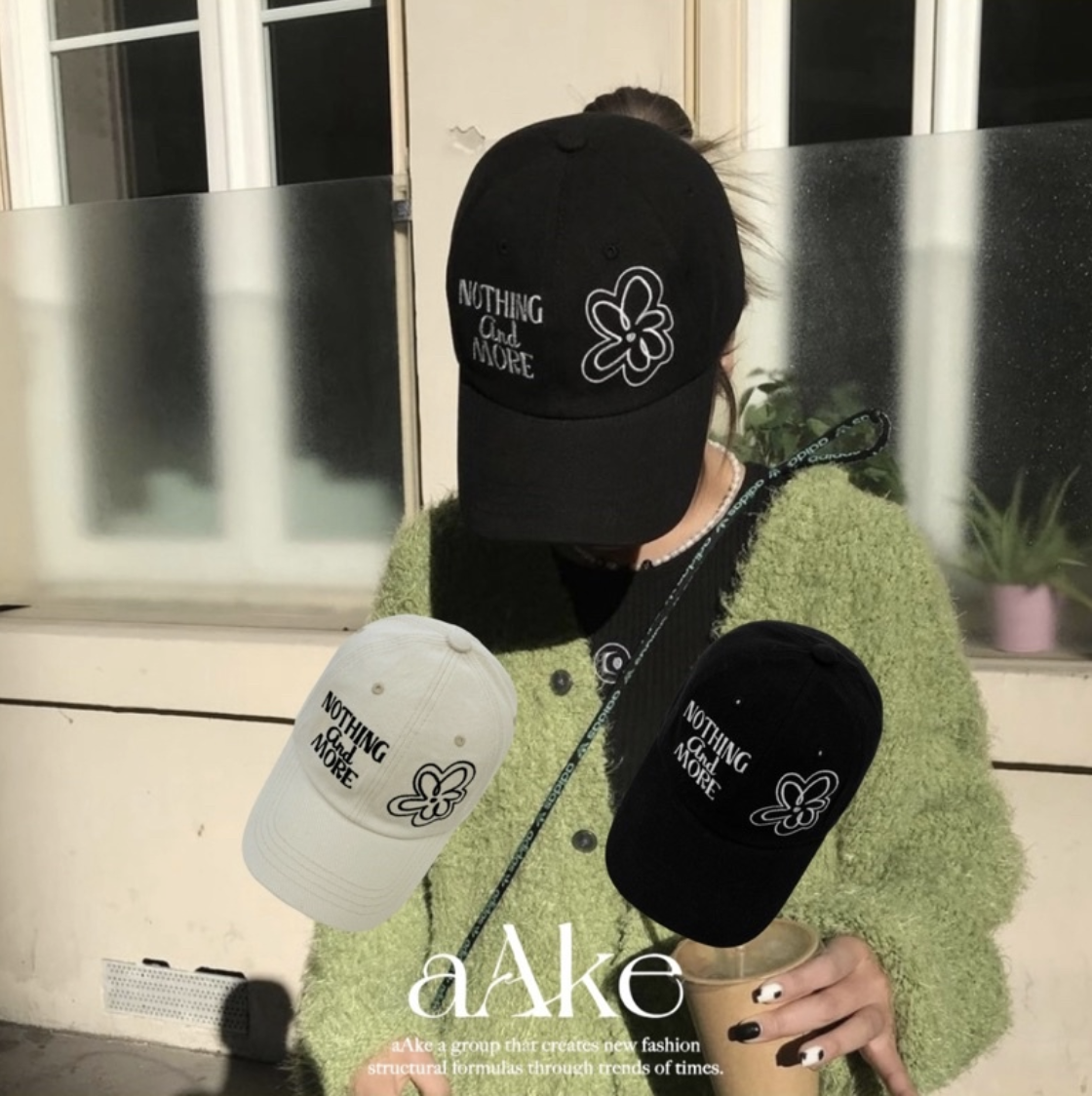 韓國 AAKE 復古小花草寫老帽 老帽 帽子 復古 水洗 刺繡 配件