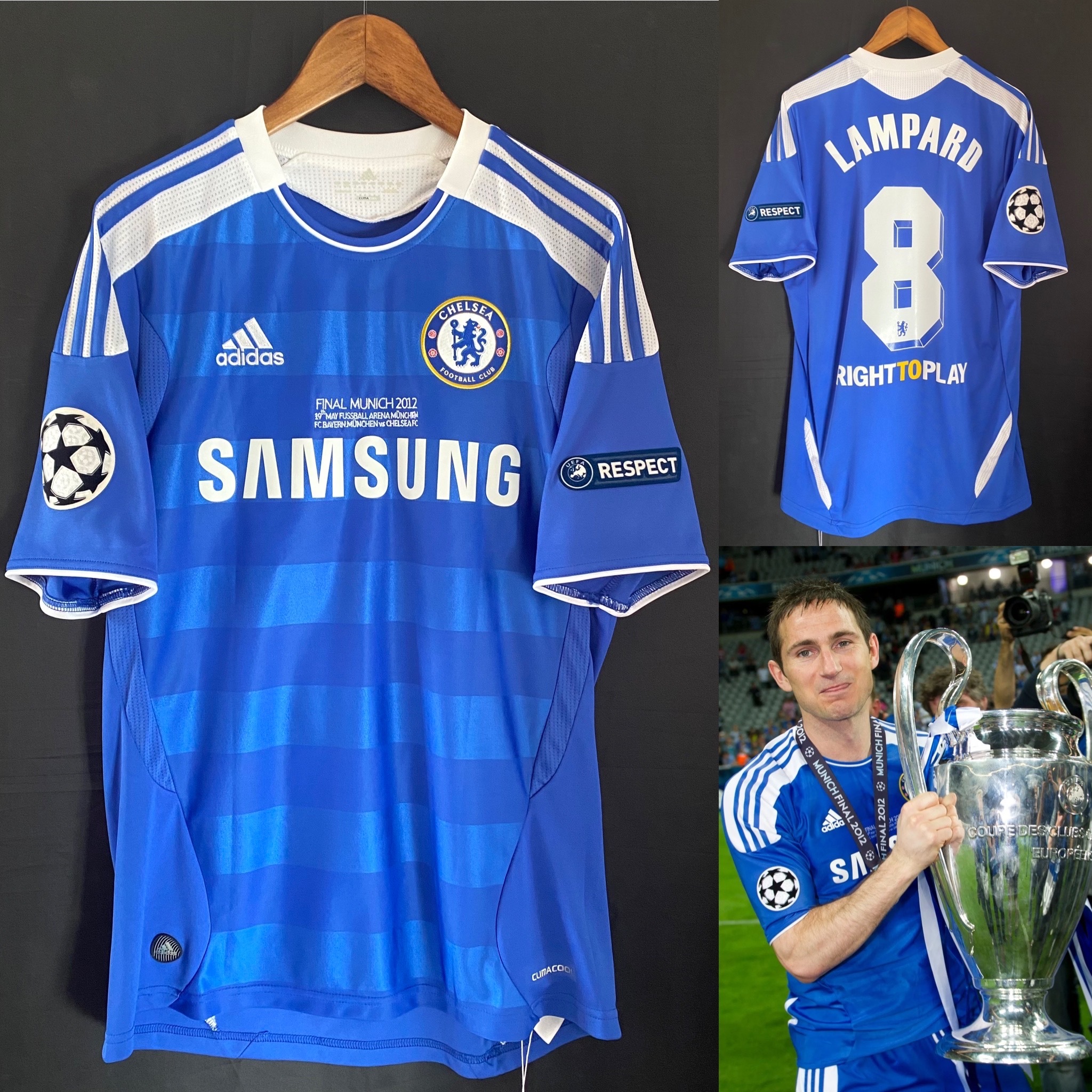 Chelsea 2011-2012 UEFA Champions League Final Adidas Home Shirt #8 LAMPARD