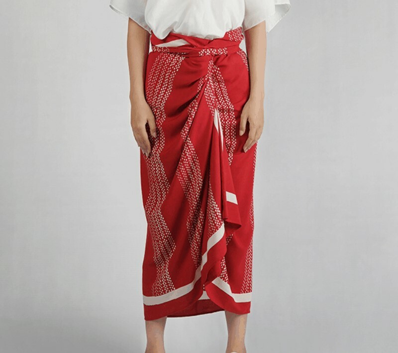 蠟染 Batik｜綁帶裙 - 紅｜印尼日惹