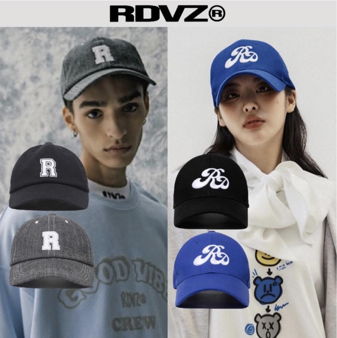 韓國品牌 RDVZ (SALE) 代理 大R 草寫 LOGO 老帽 後扣帽 鴨舌帽 帽子