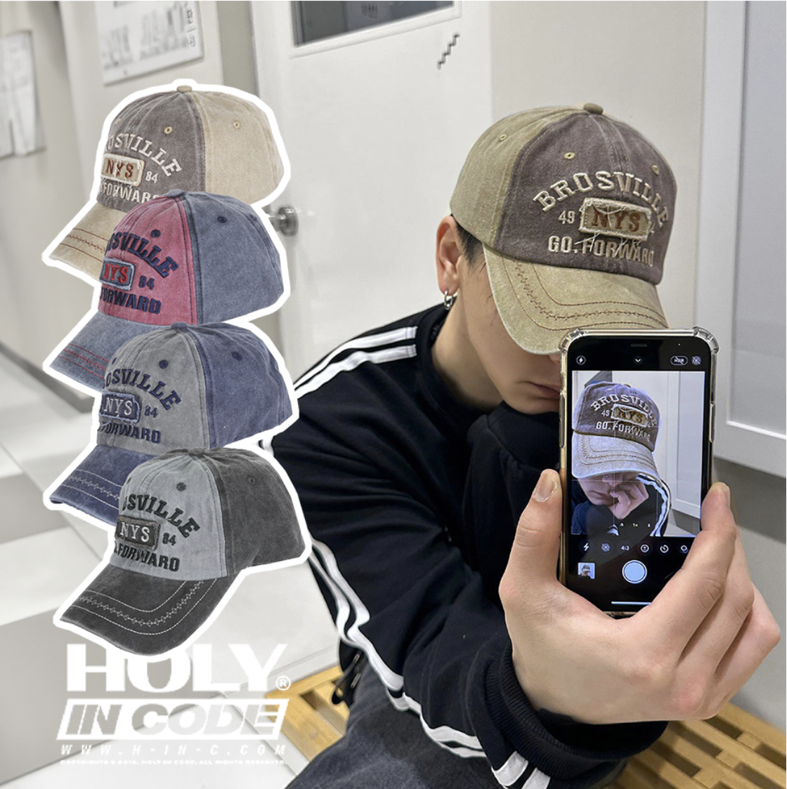 🇰🇷韓國 HOLYINCODE 水洗丹寧 牛仔 美式 復古 破壞 老帽 鴨舌帽 帽子