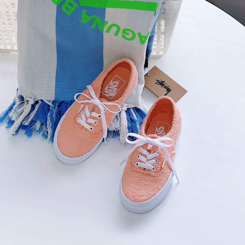 Vans Authentic Terry Cloth 蜜桃橘 泰迪熊 毛茸茸 滑板鞋 VN0A5KS9N4N
