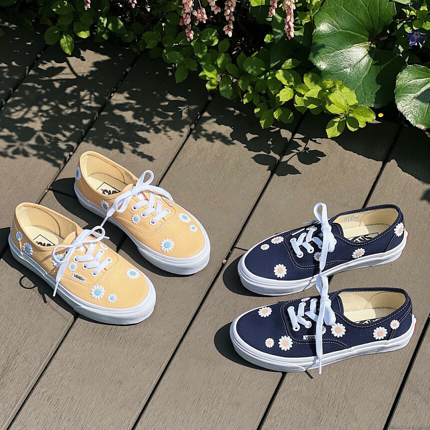 Vans Authentic 日本限定 小雛菊 小花 淡鵝黃 海軍藍 白色 基本款