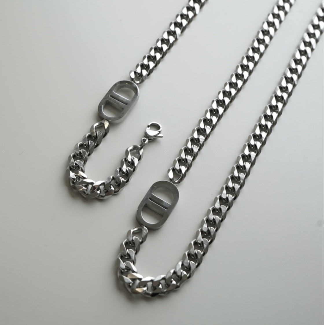 JIN ACC 雙D造型古巴 (手鍊) 豬鼻造型 鈦鋼 銀 飾品 時尚 配件