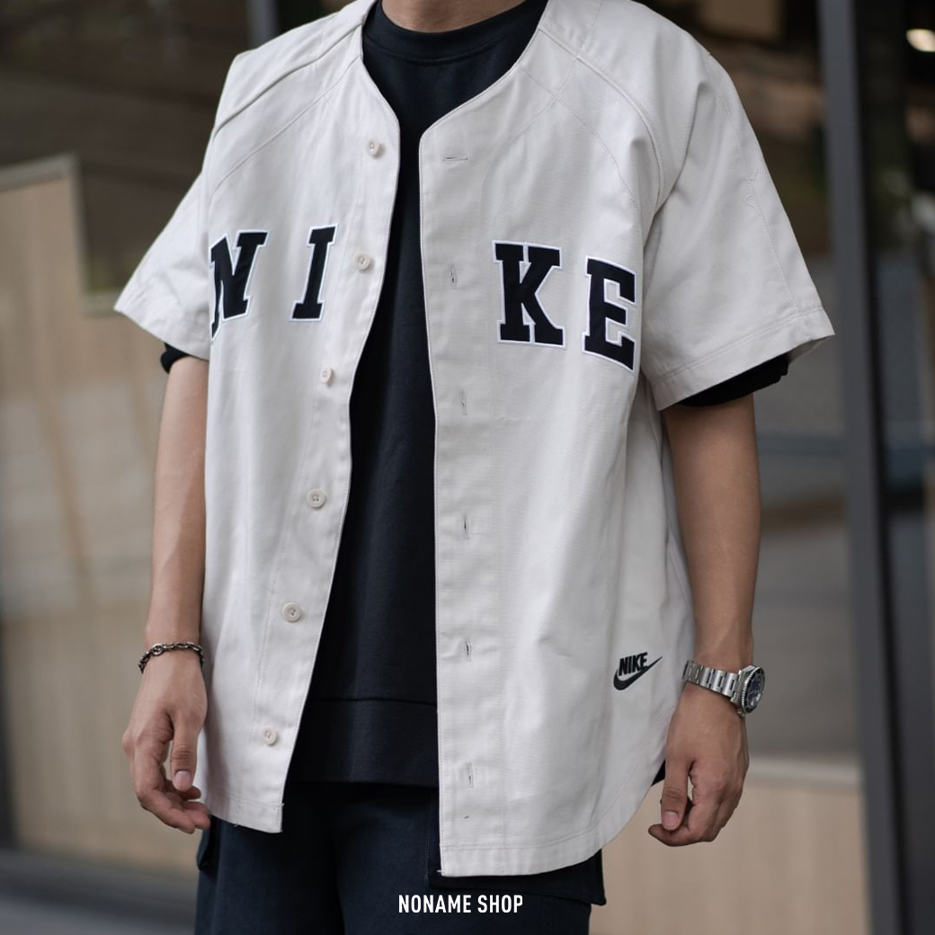 NIKE 排扣 棒球 襯衫 短袖 杏色 (男款)